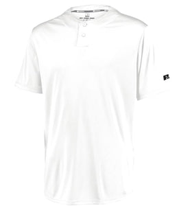 Russell Performance Two-Button Solid White Adult Baseball Jersey