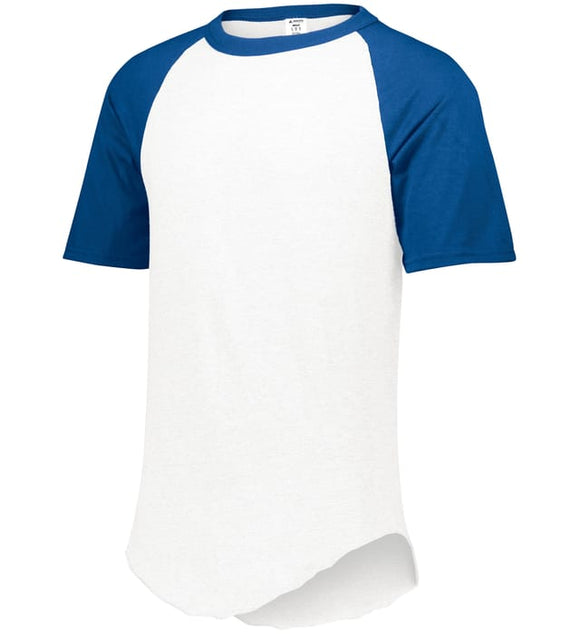 Augusta 2.0 White/Royal Blue Short Sleeve Adult Baseball Tee