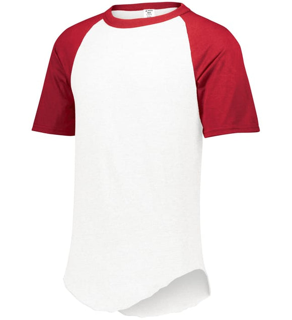 Augusta 2.0 White/Red Short Sleeve Adult Baseball Tee