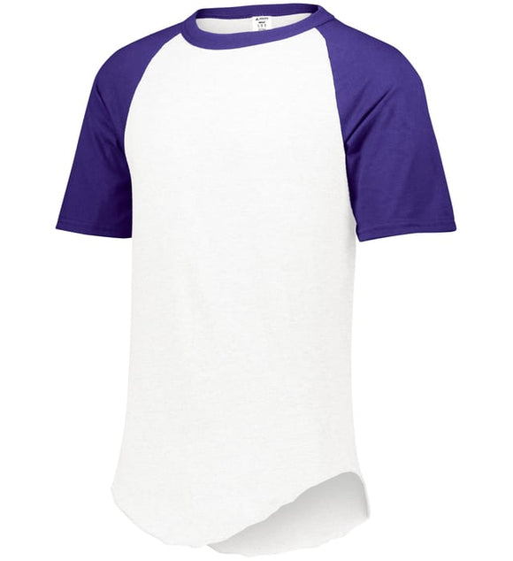 Augusta 2.0 White/Purple Short Sleeve Adult Baseball Tee
