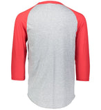 Augusta 2.0 Athletic Heather/Red 3/4 Sleeve Youth Baseball Tee