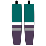 Modelline 1990s Anaheim Mighty Ducks Away Eggplant/Jade Sublimated Mesh Ice Hockey Socks