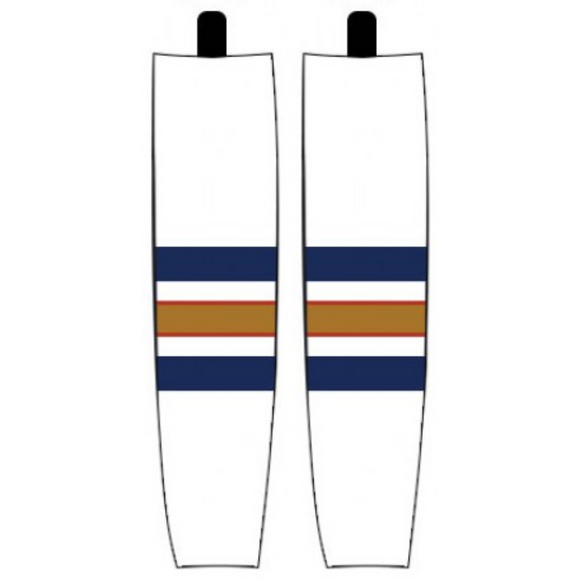 Modelline 1990s Edmonton Oilers Away White Sublimated Mesh Ice Hockey Socks