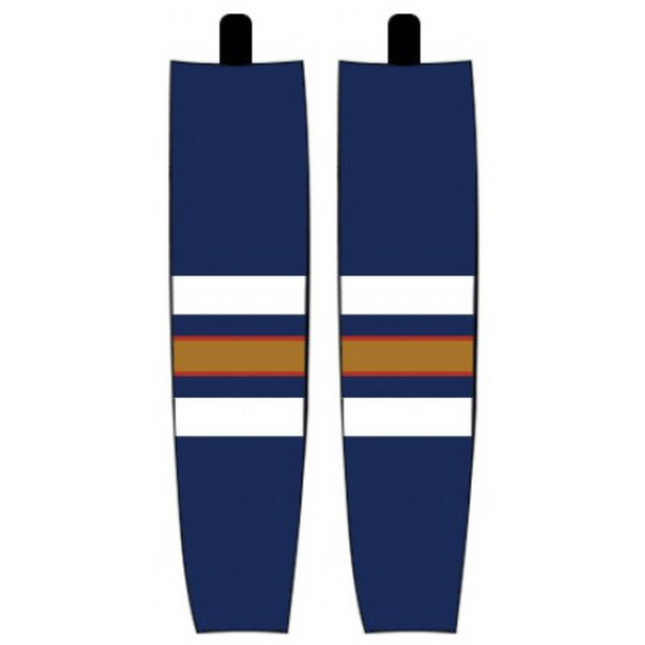 Modelline 1990s Edmonton Oilers Home Navy Sublimated Mesh Ice Hockey Socks