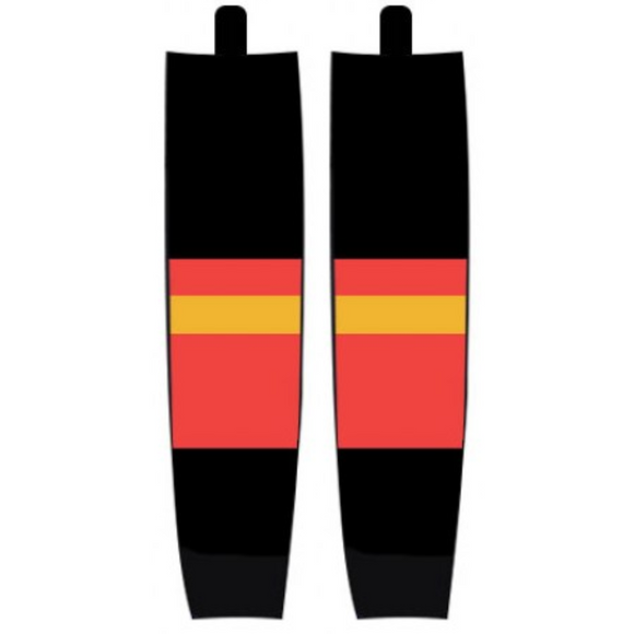 Modelline 1995-2009 Calgary Flames Home Black Sublimated Mesh Ice Hockey Socks