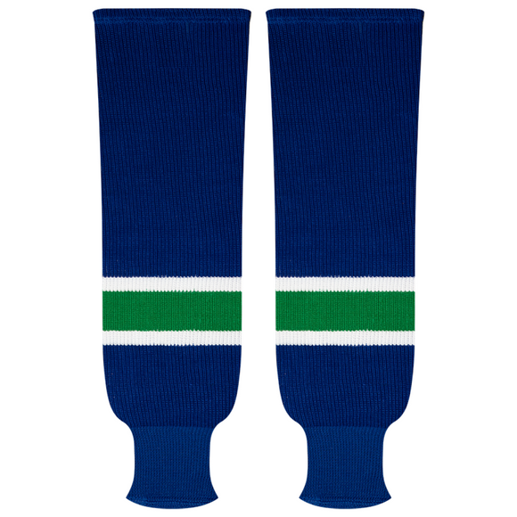 Kobe Sportswear 9854A Vancouver Canucks Blue Vintage Away Pro Knit Ice Hockey Socks