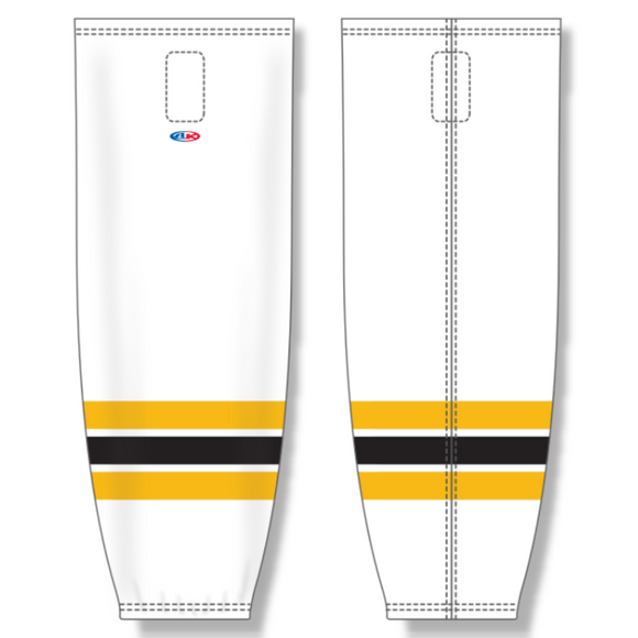 Athletic Knit (AK) Custom ZH711-312 Boston Bruins Alternate White Sublimated Mesh Ice Hockey Socks
