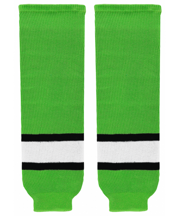 Modelline  Lime Green/Black/White Knit Ice Hockey Socks