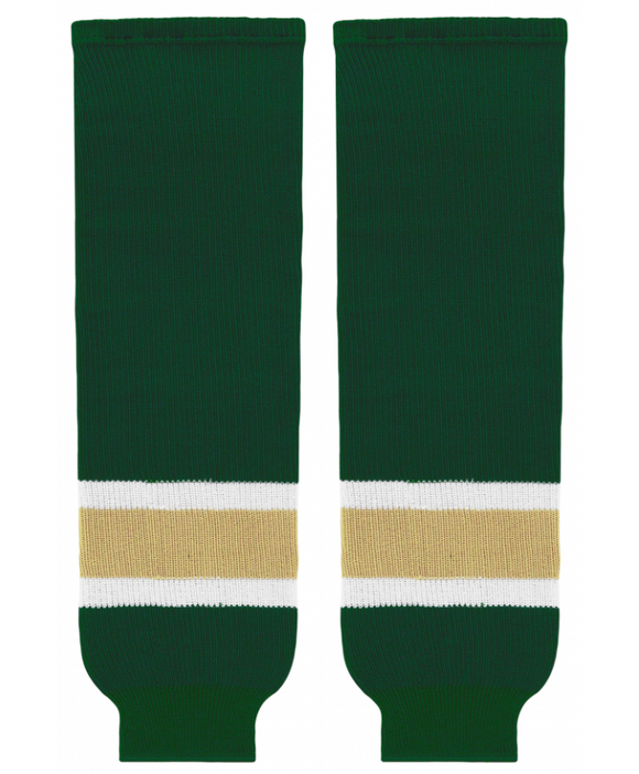 Modelline Dark Green/White/Vegas Gold Knit Ice Hockey Socks