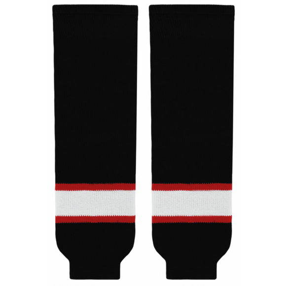 Athletic Knit (AK) HS630-536 Ottawa Senators Black with White Stripe Knit Ice Hockey Socks
