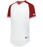 Russell White/True Red/White Youth Classic V-Neck Baseball Jersey