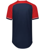 Russell Navy/True Red/White Youth Classic V-Neck Baseball Jersey