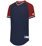 Russell Navy/True Red/White Adult Classic V-Neck Baseball Jersey