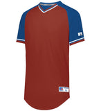 Russell True Red/Royal Blue/White Adult Classic V-Neck Baseball Jersey