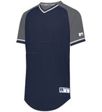 Russell Navy/Steel Grey/White Youth Classic V-Neck Baseball Jersey