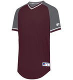 Russell Maroon/Steel Grey/White Youth Classic V-Neck Baseball Jersey