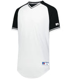 Russell White/Black/White Adult Classic V-Neck Baseball Jersey