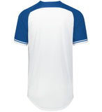 Russell White/Royal Blue/White Youth Classic V-Neck Baseball Jersey