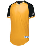 Russell Gold/Black/White Adult Classic V-Neck Baseball Jersey