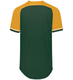 Russell Dark Green/Gold/White Youth Classic V-Neck Baseball Jersey