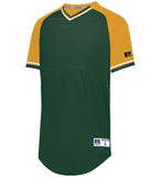 Russell Dark Green/Gold/White Youth Classic V-Neck Baseball Jersey