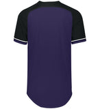 Russell Purple/Black/White Youth Classic V-Neck Baseball Jersey