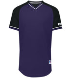 Russell Purple/Black/White Adult Classic V-Neck Baseball Jersey