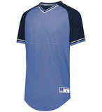 Russell Columbia Blue/Navy/White Adult Classic V-Neck Baseball Jersey