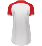 Russell White/True Red/White Ladies Classic V-Neck Softball Jersey