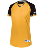 Russell Gold/Black/White Ladies Classic V-Neck Softball Jersey