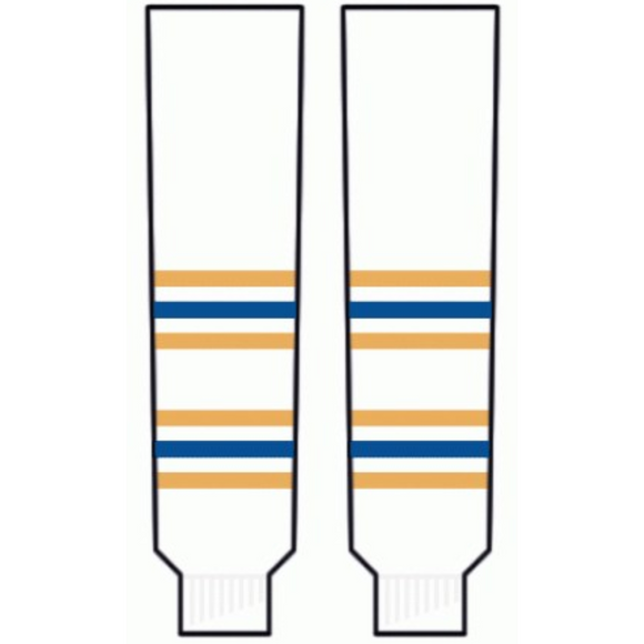 Modelline 1970s Buffalo Sabres Home White Knit Ice Hockey Socks - PSH Sports