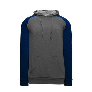 Athletic Knit (AK) A3025A-931 Heather Charcoal/Navy Adult Apparel Cotton Hooded Sweatshirt