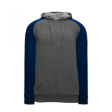 Athletic Knit (AK) A3025A-931 Heather Charcoal/Navy Adult Apparel Cotton Hooded Sweatshirt