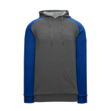 Athletic Knit (AK) A3025Y-932 Heather Charcoal/Royal Blue Youth Apparel Cotton Hooded Sweatshirt