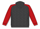 Athletic Knit (AK) A3025Y-933 Heather Charcoal/Red Youth Apparel Cotton Hooded Sweatshirt