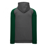 Athletic Knit (AK) A3025A-934 Heather Charcoal/Dark Green Adult Apparel Cotton Hooded Sweatshirt