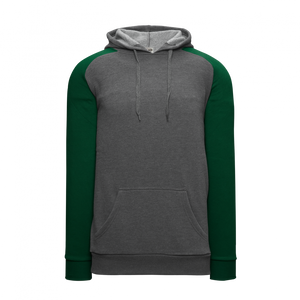 Athletic Knit (AK) A3025A-934 Heather Charcoal/Dark Green Adult Apparel Cotton Hooded Sweatshirt