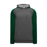 Athletic Knit (AK) A3025A-934 Heather Charcoal/Dark Green Adult Apparel Cotton Hooded Sweatshirt