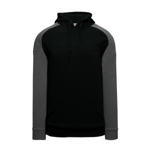 Athletic Knit (AK) A3025Y-935 Black/Heather Charcoal Youth Apparel Cotton Hooded Sweatshirt