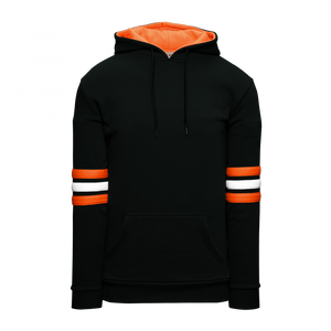 Athletic Knit (AK) A3050Y-223 Black/Orange/White 3-Stripe Youth Cotton Hooded Sweatshirt