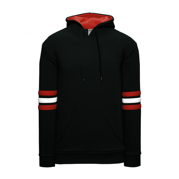 Athletic Knit (AK) A3050Y-348 Black/Red/White 3-Stripe Youth Cotton Hooded Sweatshirt