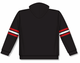 Athletic Knit (AK) A3050A-348 Black/Red/White 3-Stripe Adult Cotton Hooded Sweatshirt