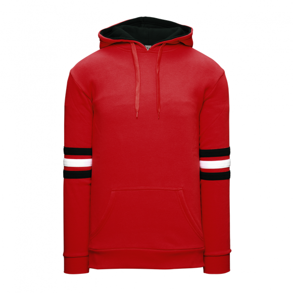 Athletic Knit (AK) A3050A-414 Red/Black/White 3-Stripe Adult Cotton Hooded Sweatshirt