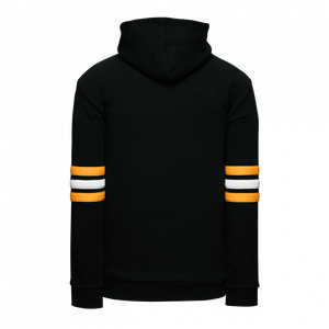 Athletic Knit (AK) A3050A-437 Black/Gold/White 3-Stripe Adult Cotton Hooded Sweatshirt