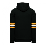 Athletic Knit (AK) A3050A-437 Black/Gold/White 3-Stripe Adult Cotton Hooded Sweatshirt