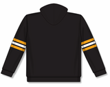 Athletic Knit (AK) A3050A-437 Black/Gold/White 3-Stripe Adult Cotton Hooded Sweatshirt