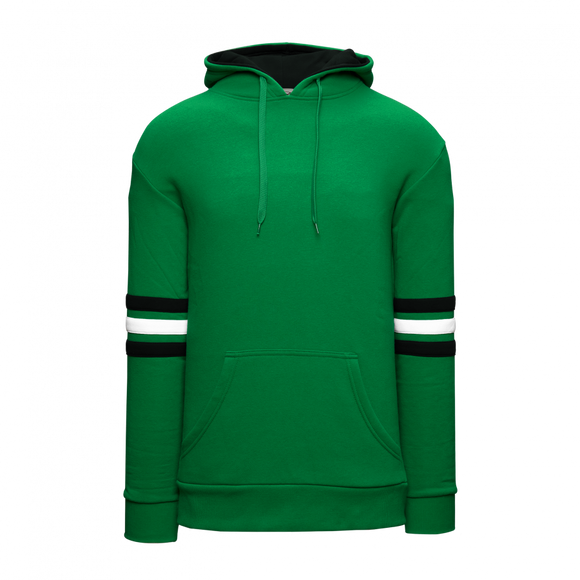 Athletic Knit (AK) A3050A-440 Kelly Green/Black/White 3-Stripe Adult Cotton Hooded Sweatshirt