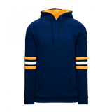 Athletic Knit (AK) A3050Y-460 Navy/Gold/White 3-Stripe Youth Cotton Hooded Sweatshirt