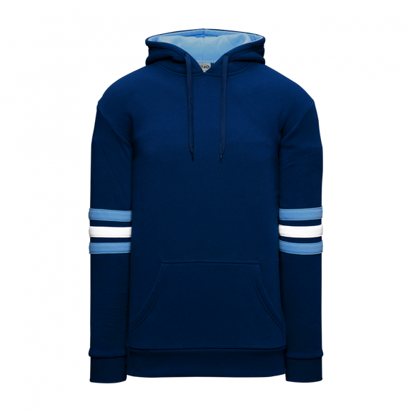 Athletic Knit (AK) A3050A-761 Navy/Sky Blue/White 3-Stripe Adult Cotton Hooded Sweatshirt