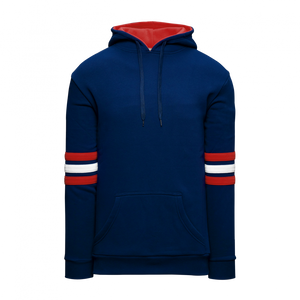 Athletic Knit (AK) A3050A-764 Navy/Red/White 3-Stripe Adult Cotton Hooded Sweatshirt